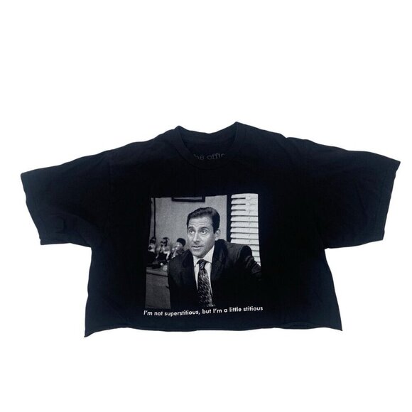 The Office Michael Scott Cropped T-Shirt Size M Boxy Rolled Hem - Picture 1 of 7
